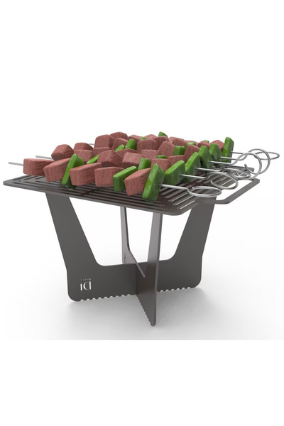 ARVALLI Izgaralı KARE Sac Ayağı Portatif Ateş Demiri Kamp ve Piknikcilere