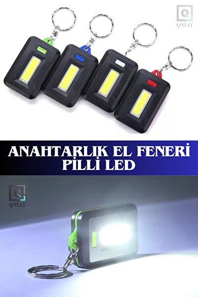 QNİAY Anahtarlık El Feneri Pilli Led Flaşör 1 adet Taşınabilir 3 modlu Cob Le...