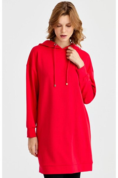 PLA STORE Rochie de transpirație cu glugă pentru femei, roșie