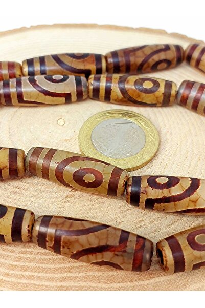 Yasamtohumu 2 Göz Tibet Akik Taşı Silindir Kesim 10x30mm/adet (45798-1)