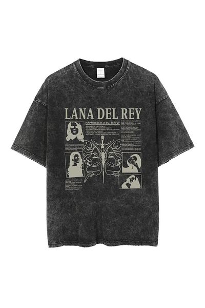 Touz Moda Πλένεται Streetwear Lana Del Rey με στάμπα Unisex Oversize Vintage μπλουζάκι
