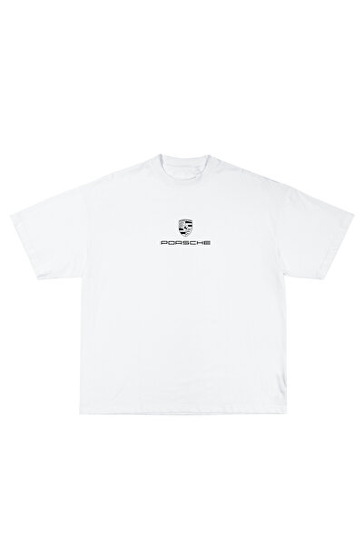 Lora Benvito Tricou supradimensionat alb Porsche 911 Sakura