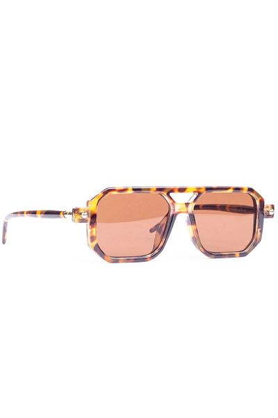 By Donetto Leopard Geometric Unisex Sunglasses