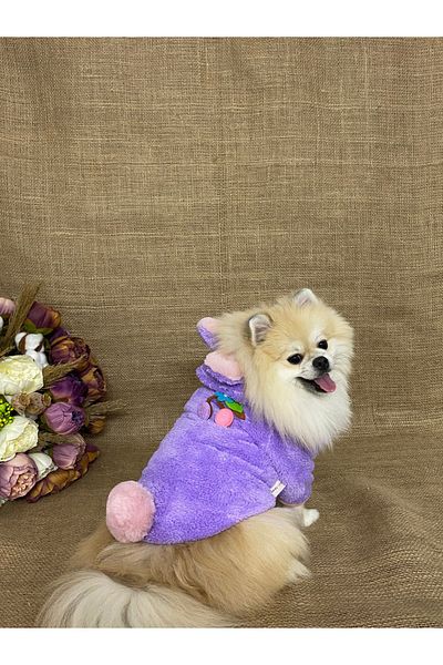 GedyCo DOG&CAT CLOTHES&SWEATSHIRT BEAR EAR LILA WELSOFT SWEATSHIRT