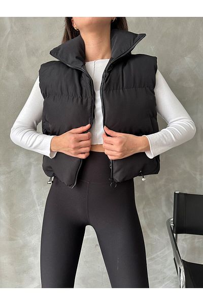 MEECY Kurze, kurze Pufferweste für Damen