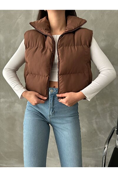 MEECY Women's Short Crop Puffer Vest