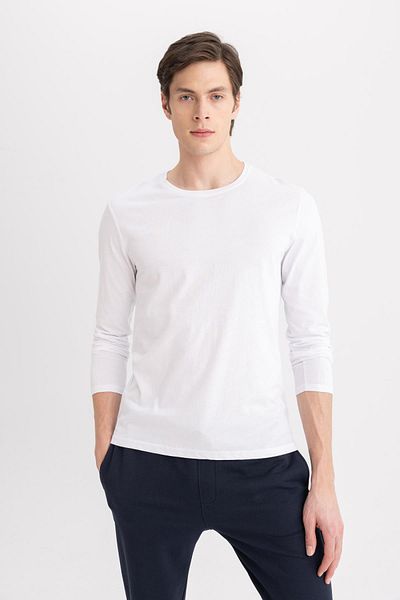 DeFacto Slim Fit Slim Fit Crew Neck Basic μονόχρωμο μακρυμάνικο μπλουζάκι πιτζάμα Z2771az24sp