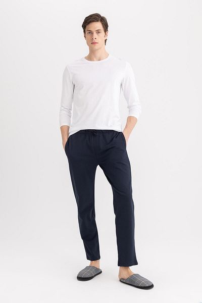 DeFacto Slim Fit Slim Fit Crew Neck Basic μονόχρωμο μακρυμάνικο μπλουζάκι πιτζάμα Z2771az24sp