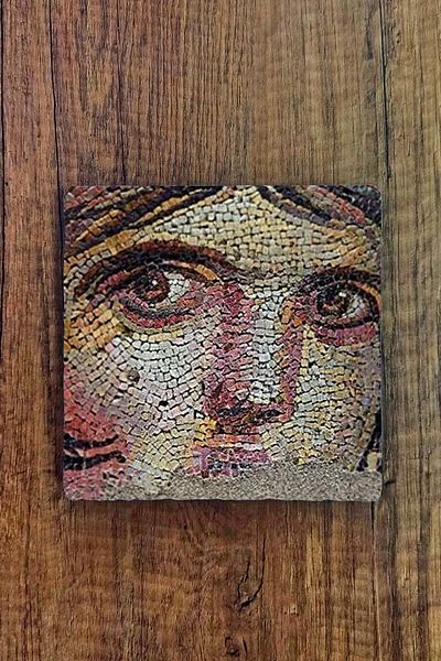 Begoloni Stone Decor Natural Stone Trivet 20X20Cm Zeugma Mosaics Printed Natural Stone Teapot Coaster - Pot Pan Coaster
