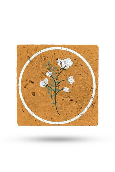 Begoloni Stone Decor Natural Stone Trivet 20x20cm Orange Background Flower Printed Stone Trivet