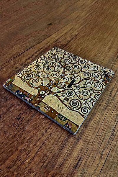 Begoloni Stone Decor Natural Stone Trivet 15x15cm Tree of Life Printed Stone Trivet
