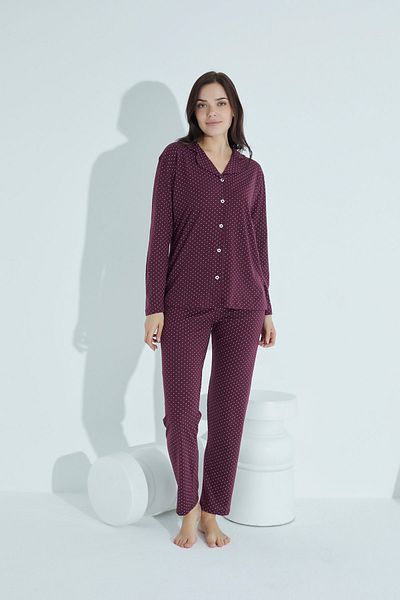 WAYNAP Women's Buttoned Pattern Pajama Set Shirt Collar Waynap 961