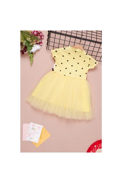 Bam Bam Giyim Rochie Daphne Ticaret pentru fete cu buline din tul pe jumătate (2-3-4-5-6-7 ANI)