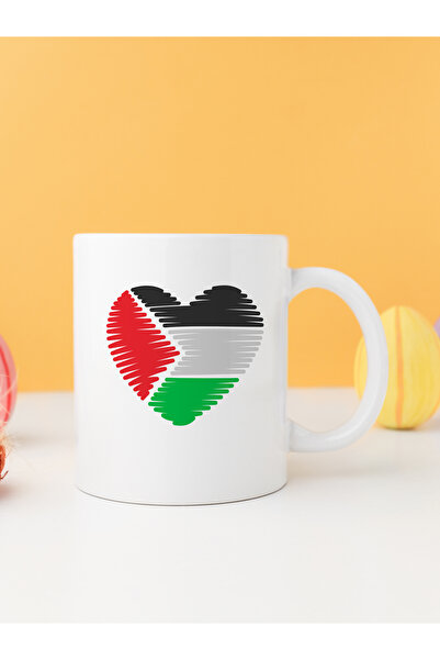 IŞILAY REKLAM كوب مطبوع عليه علم فيليستين على شكل قلب