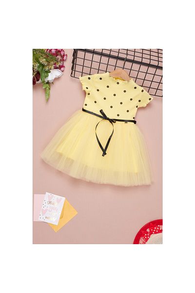 Bam Bam Giyim Rochie Daphne Ticaret pentru fete cu buline din tul pe jumătate (2-3-4-5-6-7 ANI)