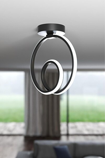 Elektroyou Orjin Siyah Tekli Plafonyer Led Beyaz Işık Ultra Ledli Salon Mutfak Oda Hol Ledli Avize