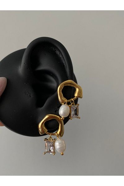 h&b design jewel حلق بتصميم مفصل من اللؤلؤ الصلب