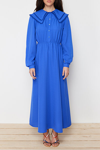 Trendyol Modest Rochie țesută cu guler pentru bebeluș albastru cu aspect de in TCTSS24EB00061