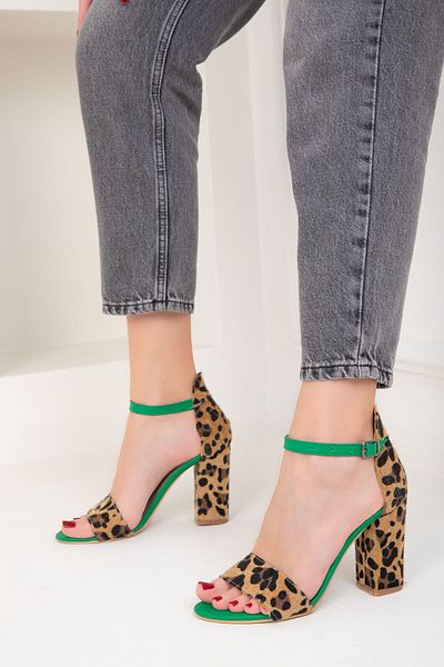 SOHO Grün-Leopard Klassische Damenschuhe mit Absatz 14532