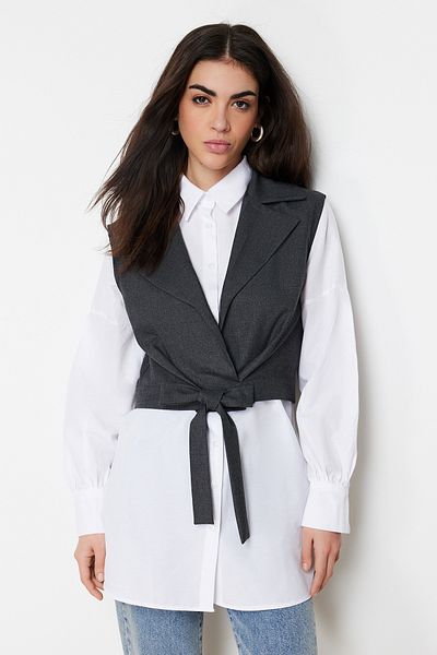 Trendyol Modest Weißer Hemdanzug aus gewebter Baumwolle TCTSS24TG00013