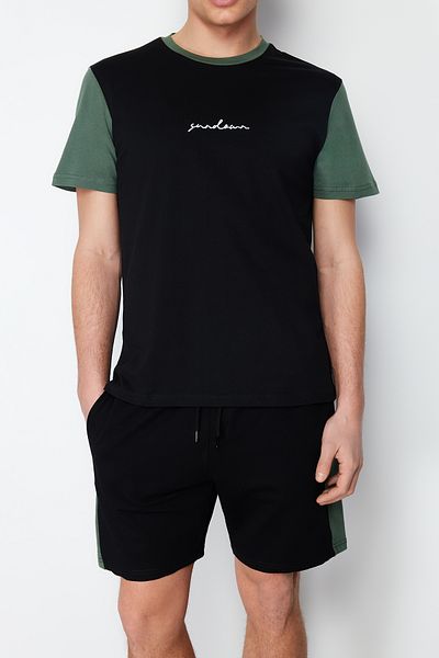 Trendyol Collection Чорний піжамний комплект в клітинку Regular Fit Orme в клітинку TMNSS24PT00003