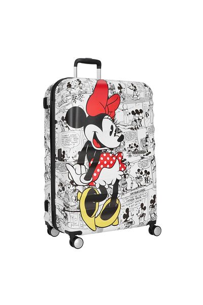 American Tourister حقيبة سفر ديزني ويف بريكر الصلبة ذات العجلات الكبيرة 77 سم، باللون الأبيض، ميني كوميكس