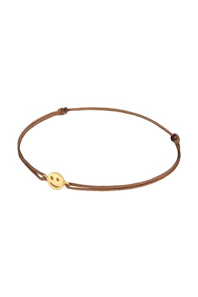 ELLI Armband mit Smile Face Textil 925 Silber vergoldet