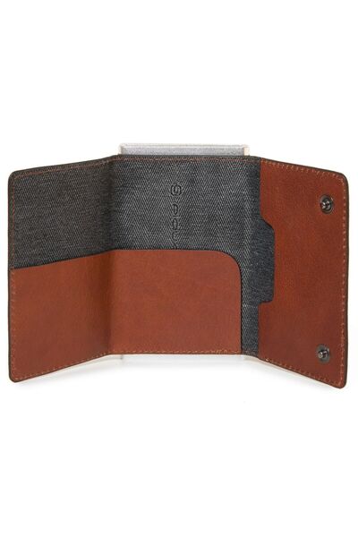 PIQUADRO Blue Square, Leather Card Holder, Square Sliding System, PP4891B3R, Brown, For Men