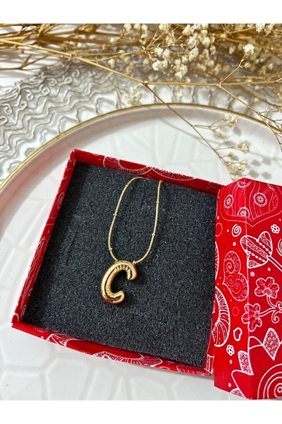 ZERDE Balloon Model Letter Steel Necklace Letter C