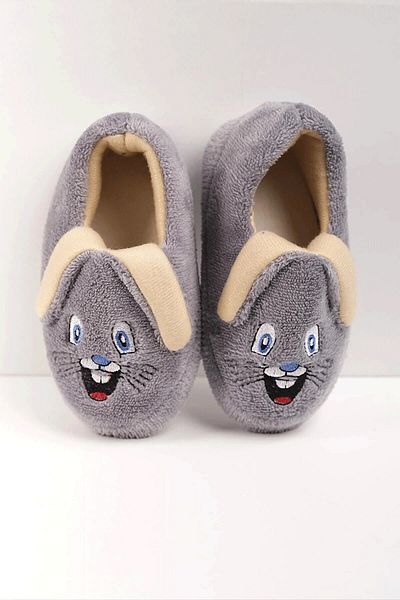 Live Success Children's Non-Slip Sole Slippers, Cotton Lined, Rabbit Figured Multi-Purpose School Nursery Shoes, Home Shoes