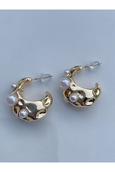 Lavian Accessories Gold Renk İnci Detaylı Damla Küpe