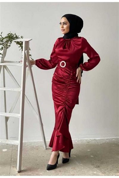 moda zeynaa Fish model satin evening dress