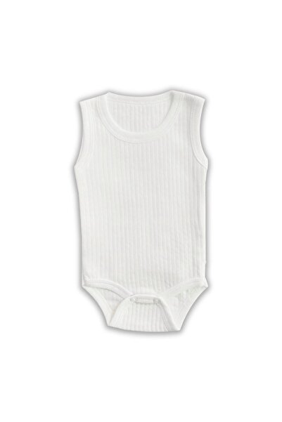 Novibaby بدلة رياضية للأطفال مضلعة مع تقارير ومشابك باللون الأبيض 100% قطن - ...