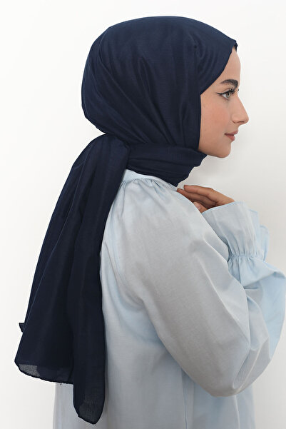 Mizge Scarf Pamuk Kraş Şal Lacivert