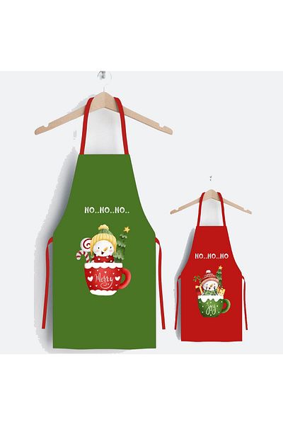 AYSHOME Ays Home New Year's Cup Mother and Child Kitchen Apron