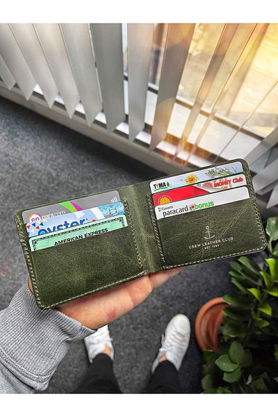 Crew Leather Natural Green Camden Leather Men's Wallet