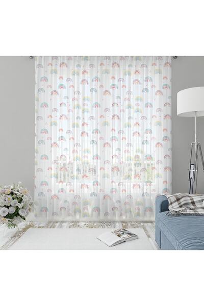 Evmila Patterned Children's Room Tulle Curtain