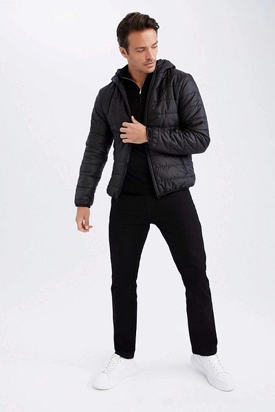 DeFacto Slim Fit Hooded Puffer Coat με απαλό Fuzz εσωτερικά