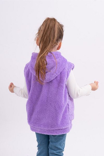 Sweets Collection Girl's Hooded Welsoft Plush Vest with Pockets