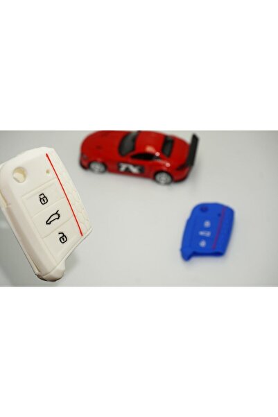 DK Tuning Set husă cheie din silicon albastru și alb pentru Volkswagen Polo, Golf 7, Tiguan