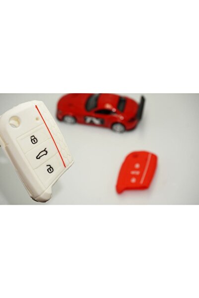 DK Tuning Set husă pentru chei din silicon Seat Leon Ibiza Ateca roșu alb