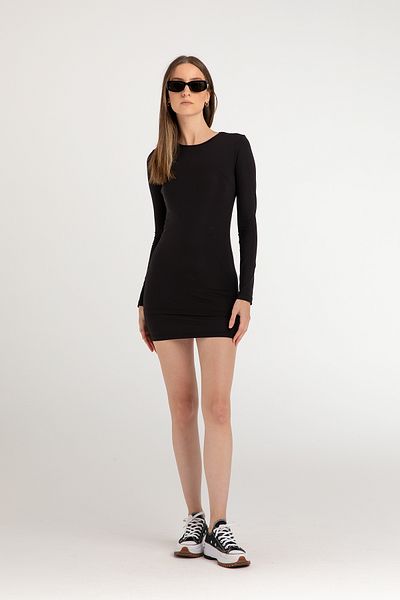 SHEISMONO Μίνι μακρυμάνικο φόρεμα Soft Touch Μαύρο