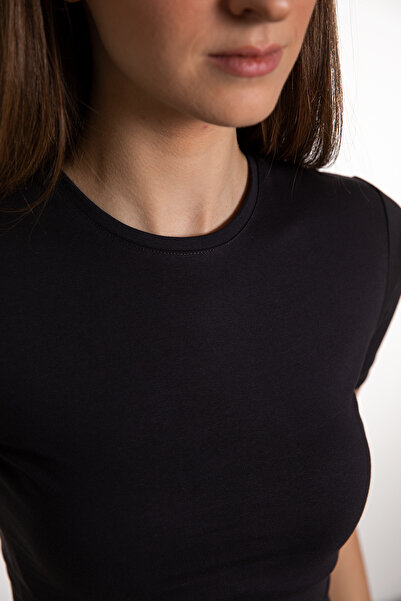 SHEISMONO Βαμβακερή στρογγυλή κοντομάνικη μπλούζα καπνιστή