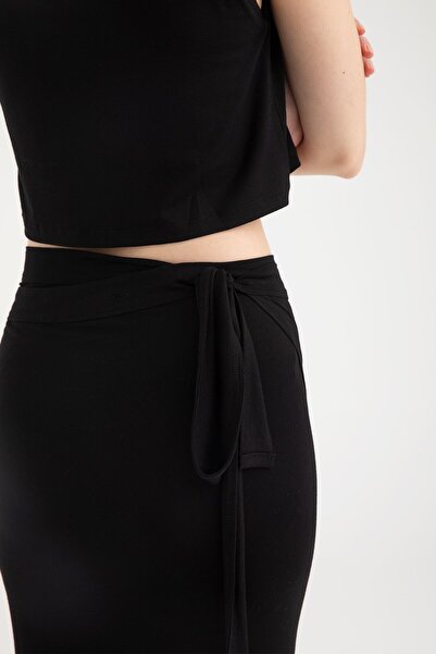 SHEISMONO Fustă Wrap Ultra Moale neagră