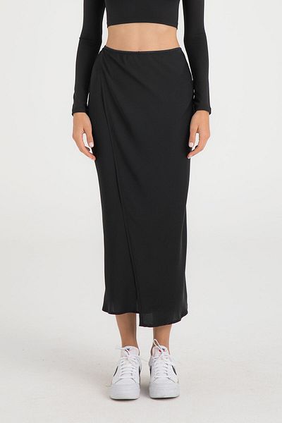 SHEISMONO Midi Wrap szatén szoknya fekete