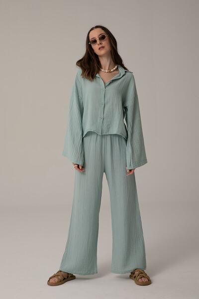 SHEISMONO Pantaloni de muselina Mint