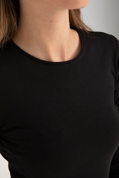 SHEISMONO Soft Touch Long Sleeve Mini Dress Black