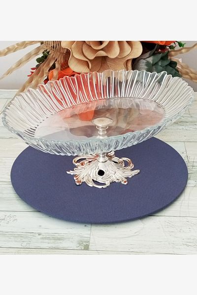 CAŞ DEKORASYON Aurora Oval Serving Plate with Metal Legs Salad Plate 33x25 cm