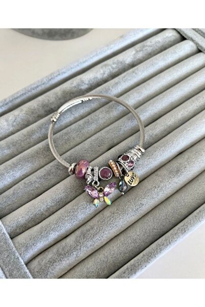Accessories Kelebekli Çelik Gümüş Renk Bileklik
