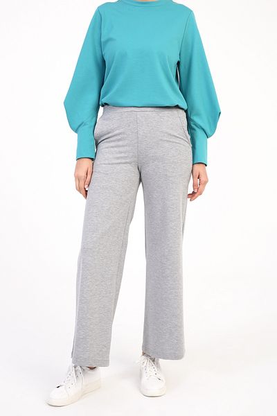 ALLDAY Graue Melange-elastische Jogginghose mit weitem Bein